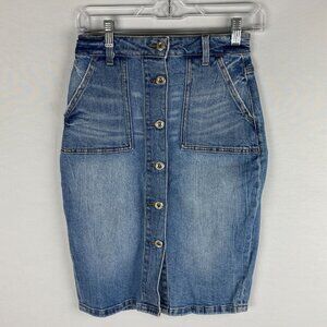 Zara Denim Jean Skirt Womens Bohemian Hippie Sexy Pencil Skirt Pockets S